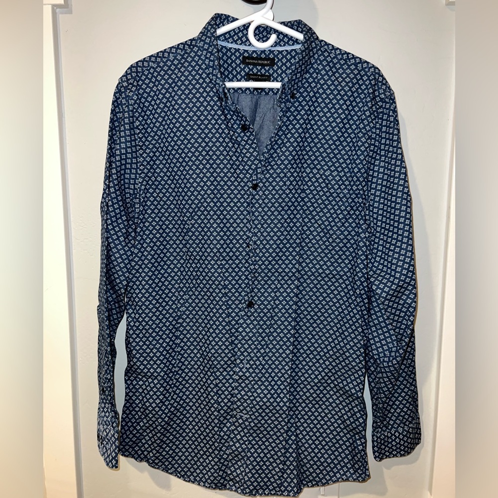 Banana Republic Shirt Mens Large Floral Pattern Long Sleeve Button Up Grant Fit